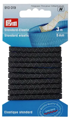 Obrázok produktu pre Prym 910010, 5 mm, Čierna, 3 m, 1 kusov, Polyester, Elastodiene, 95 °C
