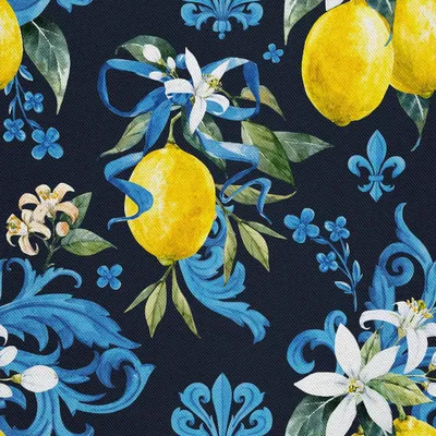 Produktbild von OUTDOOR DEKOSTOFFE OXFORD - Motiv Zitronen mit Blumen