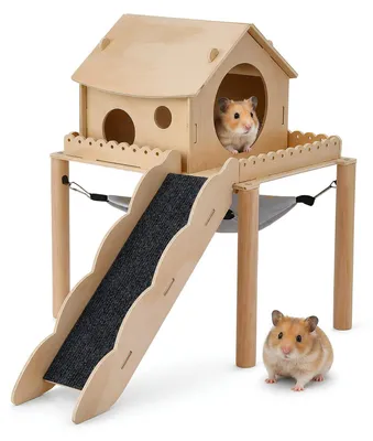 Produktbild von 3-in-1-Kaninchenhaus mit Hängematte und Plattform