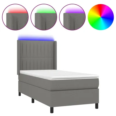 Produktbild von vidaXL Boxspringbett mit Matratze & LED Dunkelgrau 80x200 cm Stoff