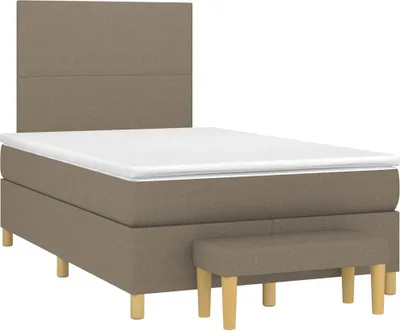 Imagen del producto de Cama con somier y colchón vidaXL, color taupe, 120x190 cm, tapizada en tela