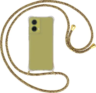Produktbild von Handykette Backcover-Schutzhülle mit Band (Metall goldfarben) für Motorola Moto G85 5G - braun+beige
