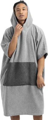 Produktbild von HOMELEVEL Badeponcho Damen und Herren - Surf Poncho aus 100% Baumwolle - Tuch für Erwachsene - Uni Bademantel - Badetuch mit Kapuze