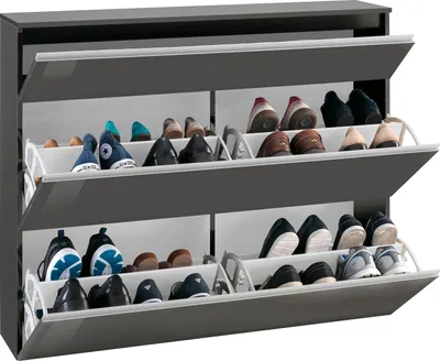 Obrázek produktu pro Schuhschrank >Magione< in Anthrazit Hochglanz - 120x108x26.5cm (BxHxT)