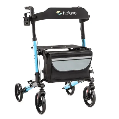Produktbild von Helavo Leichtgewicht Rollator aus Aluminium faltbar mit Sitz für Senioren, Blau