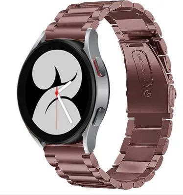 Produktbild von Strap-it Stahlarmband - Kompatibel mit Samsung Galaxy Watch 4 Armband 44mm Ersatzarmband Edelstahl - Faltschließe - Hochwertiges Material - für Samsung Galaxy Armband Braun