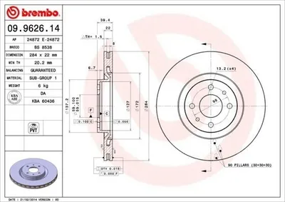 Produktbild von BREMBO Bremsscheiben (2 Stück) Vorderachse 09.9626.14