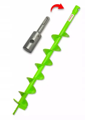 Immagine prodotto di Trapano per terreno da 120 mm con attacco a baionetta + adattatore SDS Plus - set per la piantumazione e lavori di giardinaggio leggeri