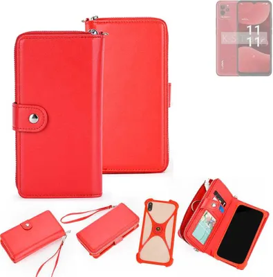 Produktbild von K-S-Trade 2in1 Schutzhülle Portemonnee Handyhülle mit Bumper kompatibel mit Lava Blaze NXT Hülle Case Etui Geldbörse Smartphone rot (1x)