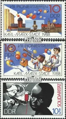 Produktbild von Briefmarken DDR 1988 Mi 3181-3182,3202 (kompl.Ausg.) gestempelt Pioniertreffen