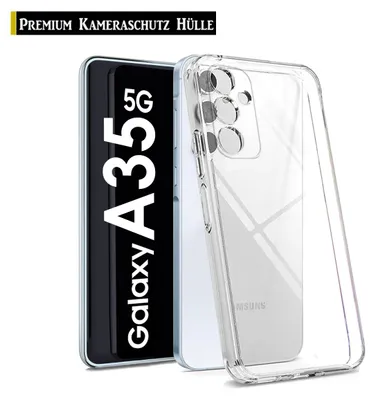 A clear phone case is shown next to a phone with the brand name visible.