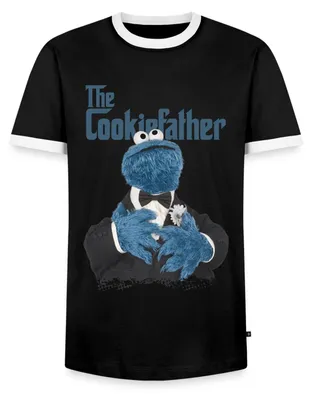 Produktbild von Spreadshirt Sesamstraße The Cookiefather Männer Kontrast T-Shirt, XXL, Schwarz/Weiß