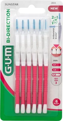 A package of GUM Bi-Direction interdental brushes.