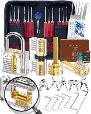 Produktbild von 37+5 Stück Lockpicking Set, [2026 Neueste Pioneer Edition & Neues Freischaltungserlebnis] Dietrich Set mit 5 Transparente Schlösser, Handbuch