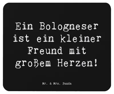 Produktbild von Mr. & Mrs. Panda Mouse Pad Spruch Bologneser Herzfreund - Schwarz - Geschenk, mauspad laptop, Hund, kleiner Freund, mousematte, Hundeliebhaber, kuschelige Hunde, Freude