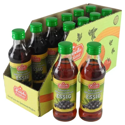Produktbild von Schwarze Johannisbeeren Essig von Kunella Feinkost - 12er Pack (12 Flaschen à 100 ml)