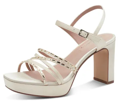 Produktbild von Tamaris Damen Sandalette mit Strass Plateausohle und Karree Spitze 1-28307-46, Größe:39 EU, Farbe:Weiß
