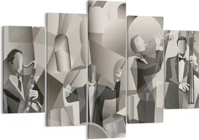 Produktbild von Bild auf Leinwand - Leinwandbild - Jazz Musik Musiker - 150x100cm - Wand Bild - Wanddeko - Leinwanddruck - Bilder - Kunstdruck - Wanddekoration - Leinwand bilder - Wandkunst - EA150x100-4119