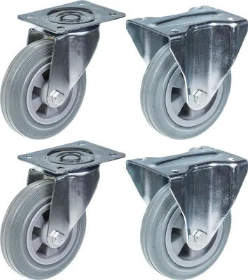 Immagine prodotto di 160 mm 6" con ruote in gomma grigia girevoli e fisse, capacità 540 kg, set di 4