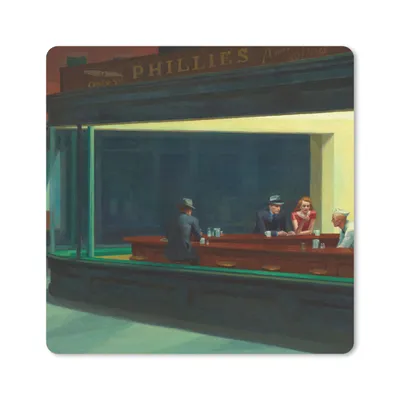Produktbild von MuchoWow® Mauspad Mousepad Nighthawks - Edward Hopper 20x20 cm - Mousepads - Maus Mat - Pad - Mausunterlage - Desk Mat - Bureauartikeln