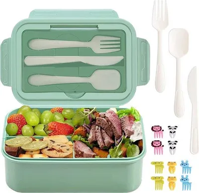 Obrázek produktu pro Školní krabička na oběd s přepážkami, bez BPA, vhodná do mikrovlnné trouby, pikniková krabička