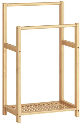 Obrázok produktu pre Samostojací sušiak na uteráky z bambusu s odkladacou plochou, 42 x 24 x 77,5 cm, prírodná farba