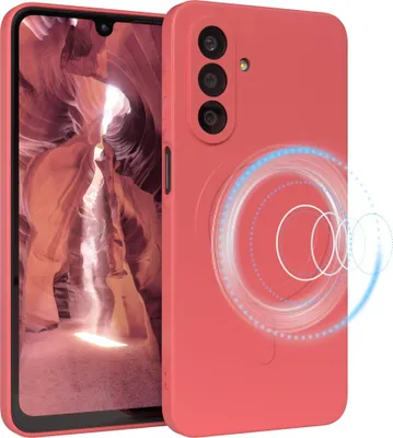 Produktbild von EAZY CASE - Silikonhülle magnetisch für Samsung Galaxy A26, Hülle Silikon, weich stoßfeste Magnet Handyhülle, Schutzhülle mit Kameraschutz, TPU Bumper in Rot