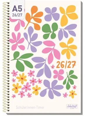 Produktbild von Schulstuff Schüler-Timer Spiralbindung 2026/2027 / A5 / Daisy & Leaf / Häfft-Verlag