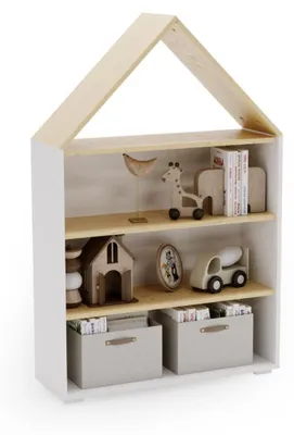 Obrázok produktu pre Regál Domek PUFFI s policami na knihy a hračky – biely / javor
