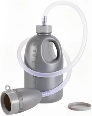 Produktbild von Urinflasche für Männer 1700 ml, auslaufsicherer Urinal mit Schlauch und Deckel, rosa, für Reisen