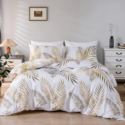 Productafbeelding van Damier beddengoedset, 135 x 200 cm, met bladmotief