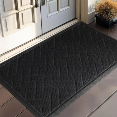 Image de Paillasson antidérapant, pour intérieur et extérieur, lavable, absorbant, 80 x 120 cm, noir