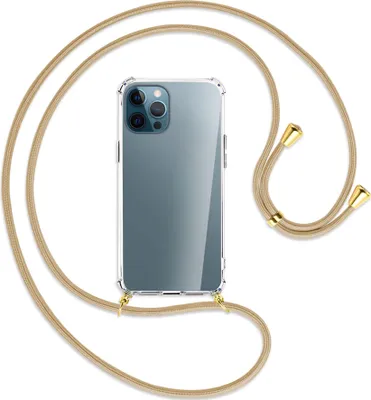 Produktbild von Handykette Backcover-Schutzhülle mit Band (Metall goldfarben) für Apple iPhone 12 Pro Max - caramel