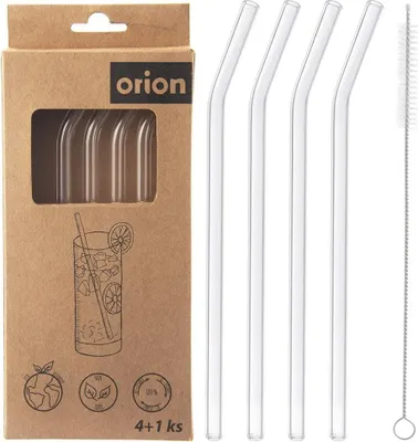 Produktbild von Orion Trinkhalme Glas 20cm transparent wiederverwendbar Set mit Bürste