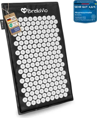 Produktbild von BrellaVio Akupressurmatte - Akupunktur Massage Matte - Akupressur zur Entspannung - Stachelmatte - Schwarz