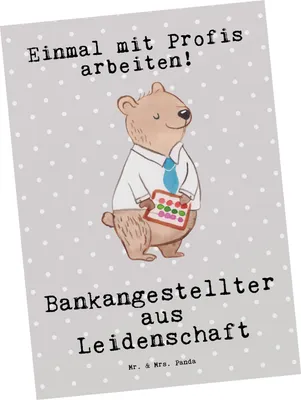 Produktbild von Mr. & Mrs. Panda Postkarte Bankangestellter Leidenschaft - Grau Pastell - Geschenk, Beruf, einzelkarte, Bänker, Ansichtskarte, Spruch, Ansichtskarten, Witzig, Postkarten