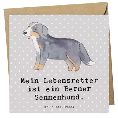 Produktbild von Mr. & Mrs. Panda Grußkarte Berner Sennenhund Lebensretter - Grau Pastell - Geschenk, Dürrbächler, doppelkarte, faltkarte, Klappkarte, anlasskarte, Glückwunschkarte