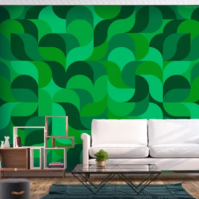 Produktbild von PURO TAPETE - Realistische Tapete ohne Rapport und Versatz 10m Vlies Tapetenrolle Wandtapete modern design Fototapete - geometrisch grün f-B-0165-j-a