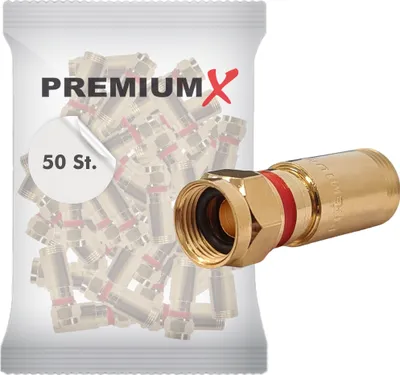 Produktbild von PremiumX 50x Kompressionsstecker XCon G4 F-Kompressionsstecker 7 bis 7,5mm für SAT Kabel Koaxialkabel 120db 130db 135db