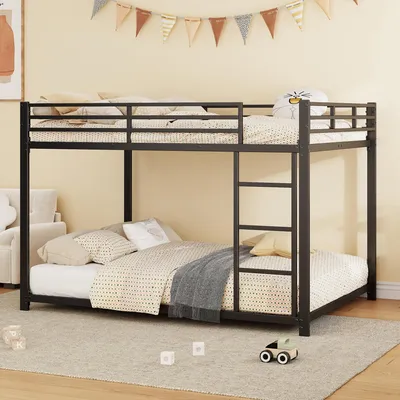 Image de OKWISH Lit superposé 140x200 cm, Métal, Avec Barrière, Noir