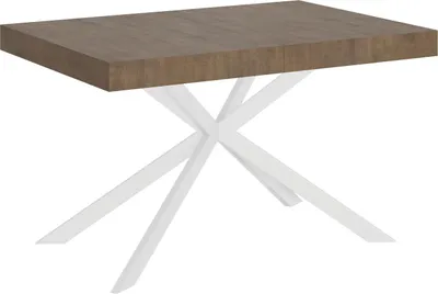 Immagine prodotto di ITYHOME - Tavolo allungabile 120/204x80 cm Plaker noce gambe bianche