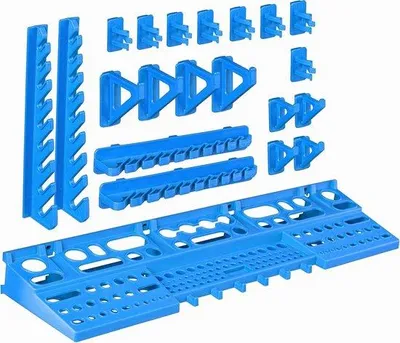 Produktbild von Famanu Werkzeughalter Wandregal für Werkstatt und Garage - Blaue Werkzeugaufbewahrung