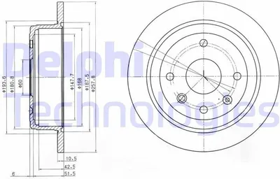 Produktbild von 2x DELPHI Bremsscheibe BG4091 für CHEVROLET NUBIRA Kombi 57 5mm 258mm