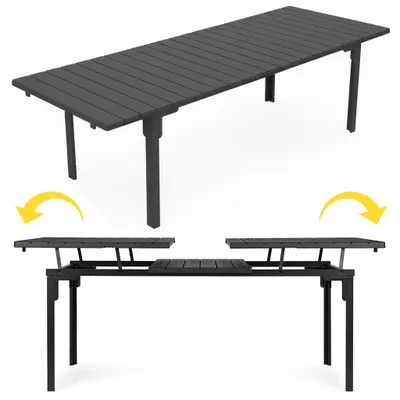 Produktbild von Ausziehbarer Gartentisch für 12 Personen, 180-240 cm, Stahl & HDPE