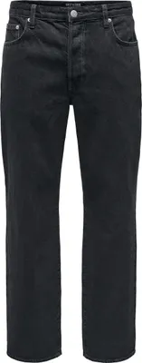 Produktbild von ONLY & SONS Loose Fit Jeans mit Knopfleiste Schwarze Denim Hose Größe: 32W / 32L