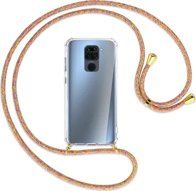 Produktbild von Handykette Backcover-Schutzhülle mit Band (Metall goldfarben) für Xiaomi Redmi Note 9 / 10X 4G - Rainbow
