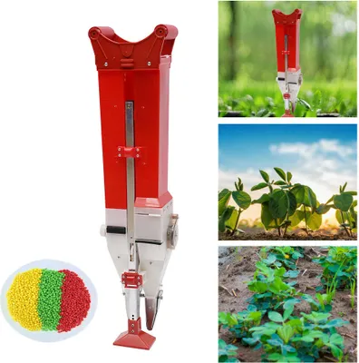 Image de Semoir manuel de précision en métal pour le jardin Semoir manuel de ligne pour les légumes Planteuse à double cylindre Réglable Fertilizer Applicator