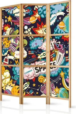 Obrázek produktu pro Japonský paraván pro děti 135x172 cm 3-dílný modrý