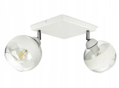 Obrázek produktu pro LUXOLAR Led stropní svítidlo 2 plameny - Stropní svítidlo otočné bílé E27 60W - Závěsné svítidlo do obývacího pokoje, kuchyně - Bílé skleněné koule