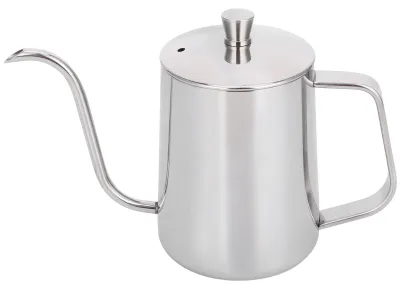 Zdjęcie produktu dla 600 ml dzbanek do kawy ze stali nierdzewnej 304, wąski dziobek, pogrubiony dzbanek z pokrywką